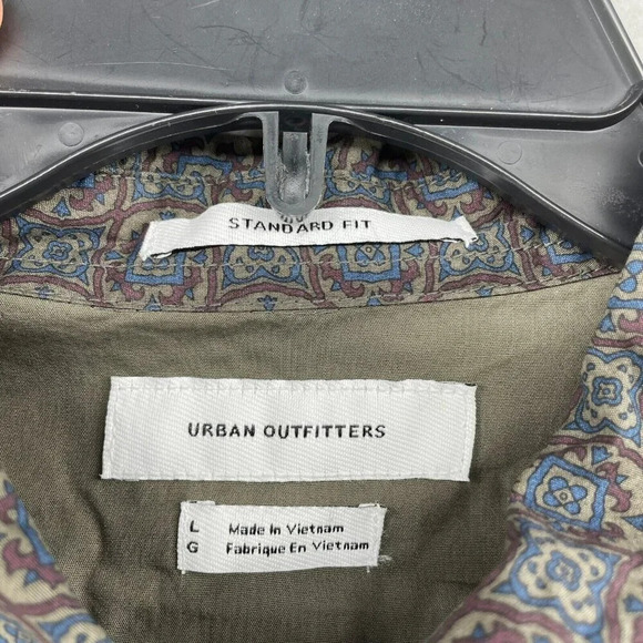 Urban Outfitters Button Up Men's L Brown Mix Paterned Long Sleeve Standard Fit - Picture 7 of 12